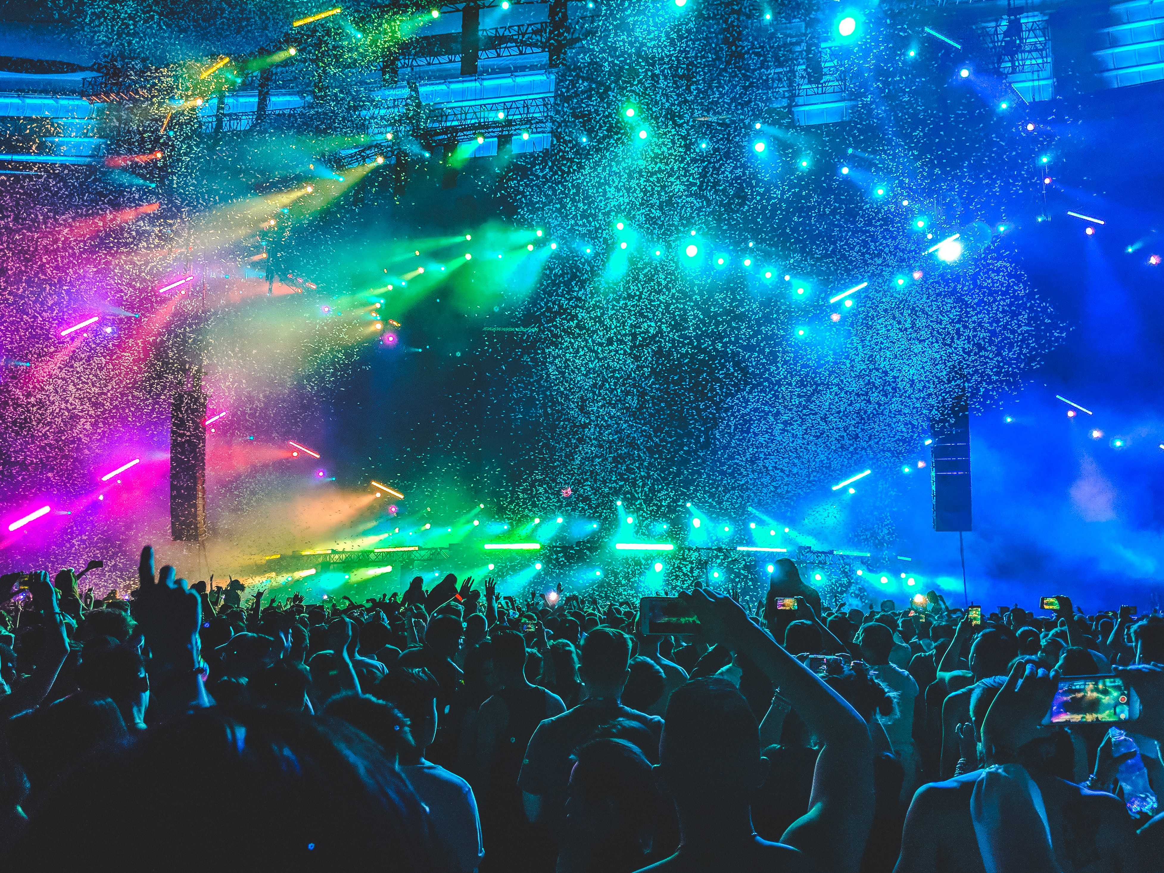 Concert explosion of light and confetti at the Revival